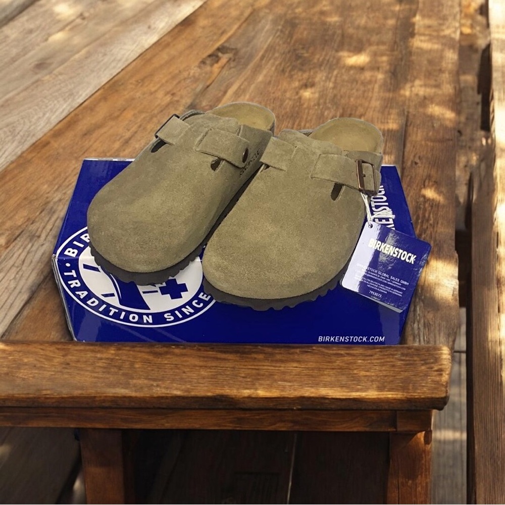 Birkenstock Olive Green Suede Mules